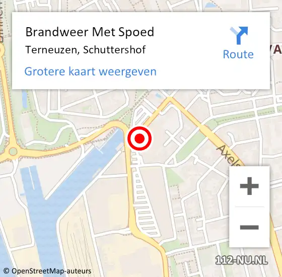 Locatie op kaart van de 112 melding: Brandweer Met Spoed Naar Terneuzen, Schuttershof op 7 september 2023 10:42