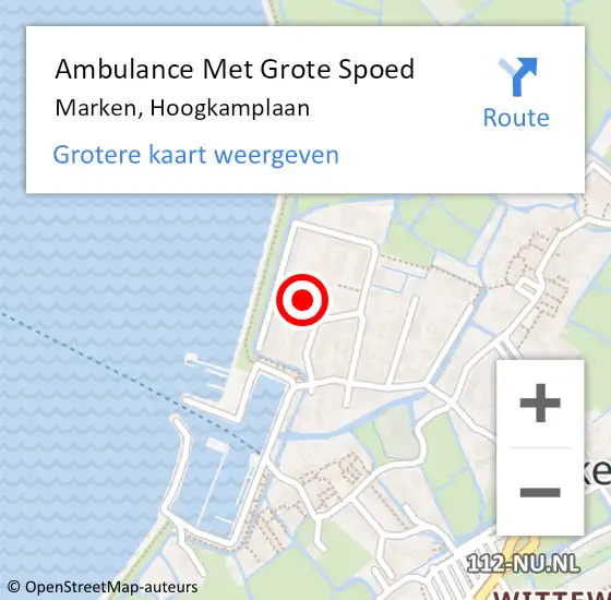 Locatie op kaart van de 112 melding: Ambulance Met Grote Spoed Naar Marken, Hoogkamplaan op 7 september 2023 11:15