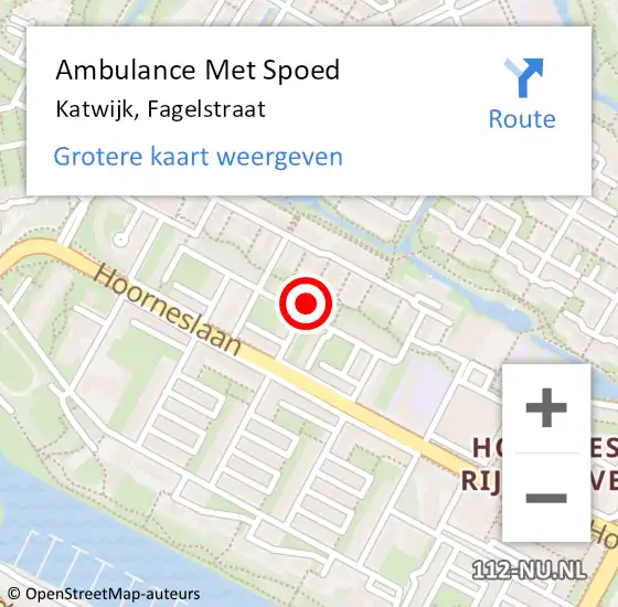 Locatie op kaart van de 112 melding: Ambulance Met Spoed Naar Katwijk, Fagelstraat op 7 september 2023 11:18