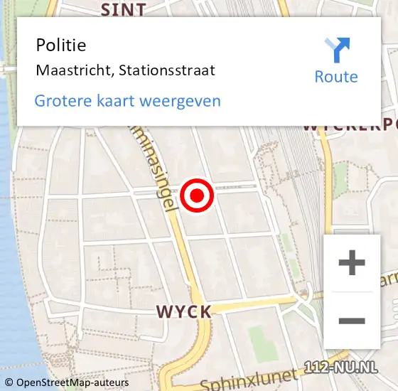 Locatie op kaart van de 112 melding: Politie Maastricht, Stationsstraat op 7 september 2023 11:34