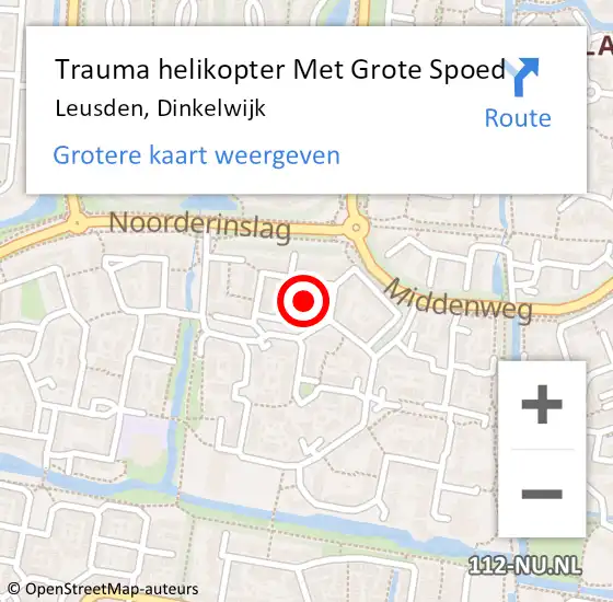 Locatie op kaart van de 112 melding: Trauma helikopter Met Grote Spoed Naar Leusden, Dinkelwijk op 7 september 2023 11:36