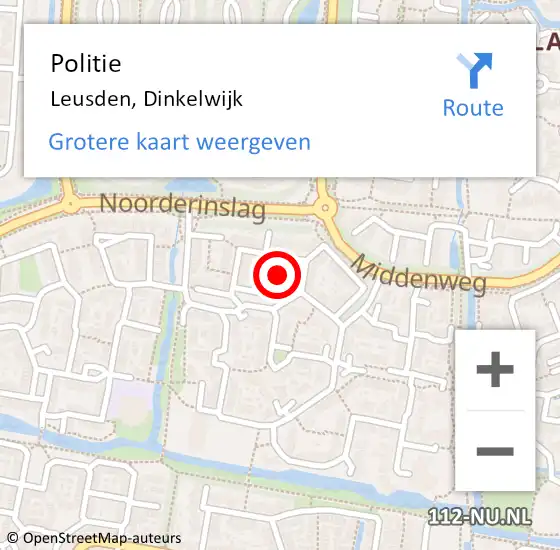 Locatie op kaart van de 112 melding: Politie Leusden, Dinkelwijk op 7 september 2023 11:37