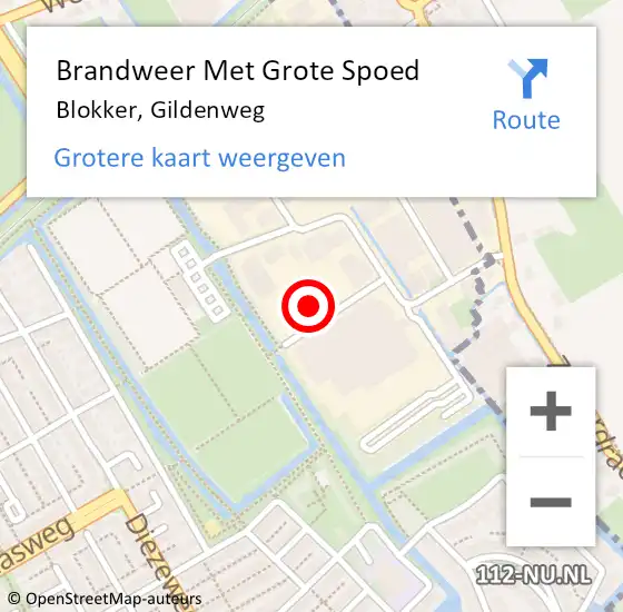 Locatie op kaart van de 112 melding: Brandweer Met Grote Spoed Naar Blokker, Gildenweg op 7 september 2023 11:50