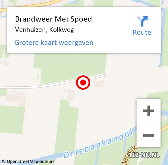 Locatie op kaart van de 112 melding: Brandweer Met Spoed Naar Venhuizen, Kolkweg op 7 september 2023 11:57