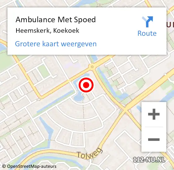 Locatie op kaart van de 112 melding: Ambulance Met Spoed Naar Heemskerk, Koekoek op 7 september 2023 12:41