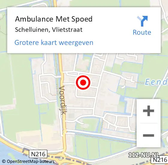 Locatie op kaart van de 112 melding: Ambulance Met Spoed Naar Schelluinen, Vlietstraat op 7 september 2023 12:45