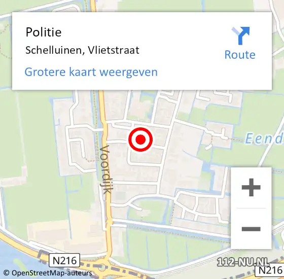 Locatie op kaart van de 112 melding: Politie Schelluinen, Vlietstraat op 7 september 2023 12:47