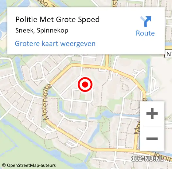 Locatie op kaart van de 112 melding: Politie Met Grote Spoed Naar Sneek, Spinnekop op 7 september 2023 13:01