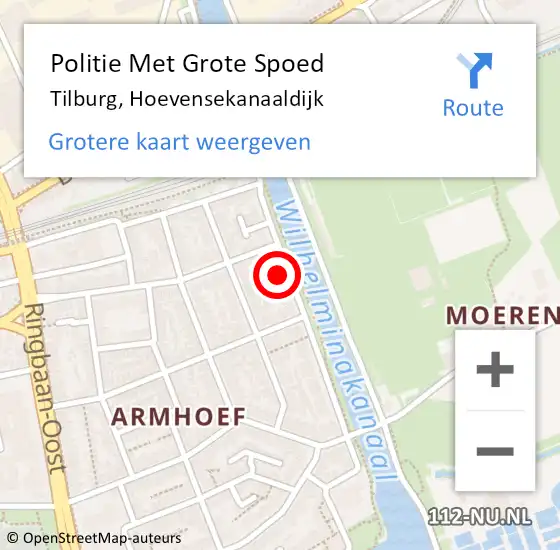 Locatie op kaart van de 112 melding: Politie Met Grote Spoed Naar Tilburg, Hoevensekanaaldijk op 7 september 2023 13:03