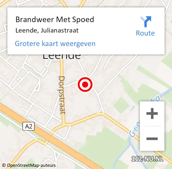 Locatie op kaart van de 112 melding: Brandweer Met Spoed Naar Leende, Julianastraat op 7 september 2023 13:18