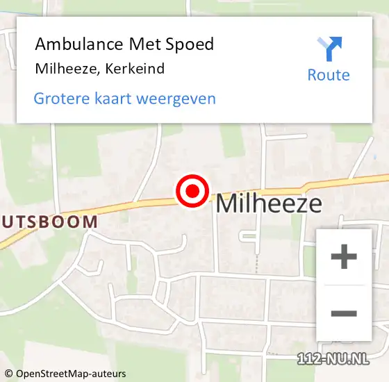 Locatie op kaart van de 112 melding: Ambulance Met Spoed Naar Milheeze, Kerkeind op 7 september 2014 10:46