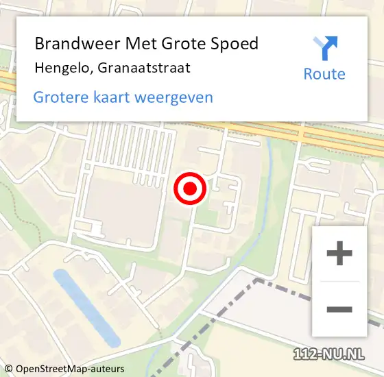 Locatie op kaart van de 112 melding: Brandweer Met Grote Spoed Naar Hengelo, Granaatstraat op 7 september 2023 13:39