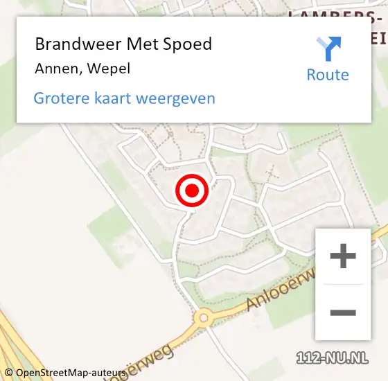 Locatie op kaart van de 112 melding: Brandweer Met Spoed Naar Annen, Wepel op 7 september 2014 10:50