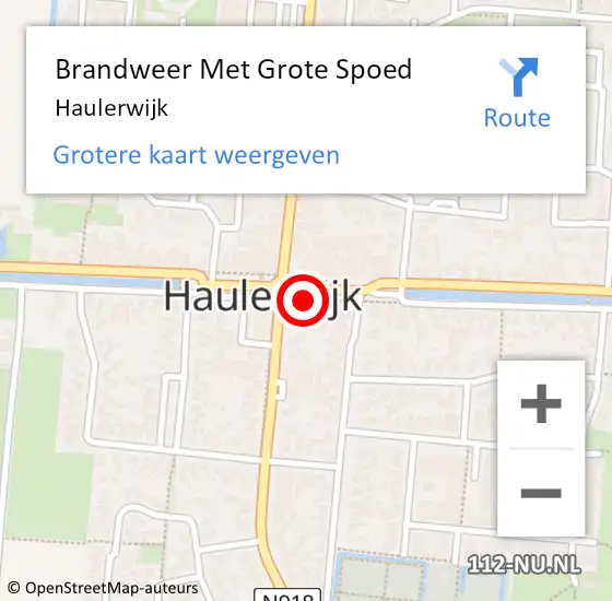 Locatie op kaart van de 112 melding: Brandweer Met Grote Spoed Naar Haulerwijk op 7 september 2023 14:07