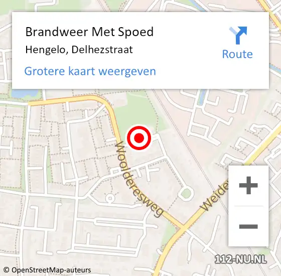 Locatie op kaart van de 112 melding: Brandweer Met Spoed Naar Hengelo, Delhezstraat op 7 september 2023 14:09