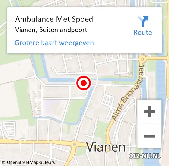 Locatie op kaart van de 112 melding: Ambulance Met Spoed Naar Vianen, Buitenlandpoort op 7 september 2014 10:50