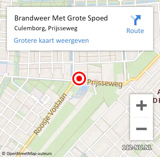 Locatie op kaart van de 112 melding: Brandweer Met Grote Spoed Naar Culemborg, Prijsseweg op 7 september 2023 14:20