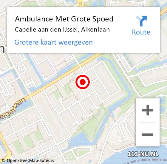 Locatie op kaart van de 112 melding: Ambulance Met Grote Spoed Naar Capelle aan den IJssel, Alkenlaan op 7 september 2023 14:22