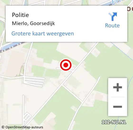 Locatie op kaart van de 112 melding: Politie Mierlo, Goorsedijk op 7 september 2023 14:23