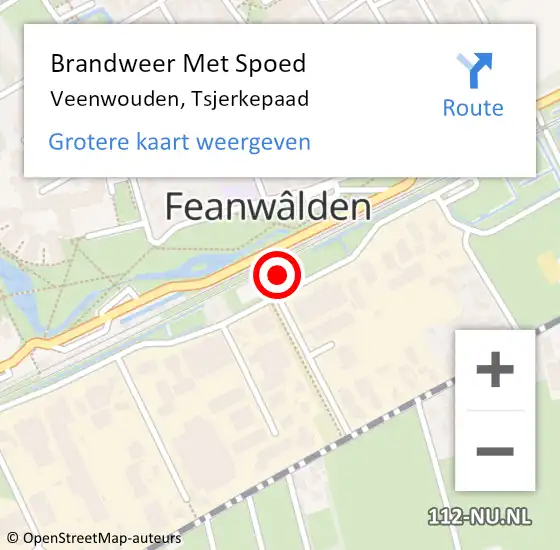 Locatie op kaart van de 112 melding: Brandweer Met Spoed Naar Veenwouden, Tsjerkepaad op 7 september 2023 14:41