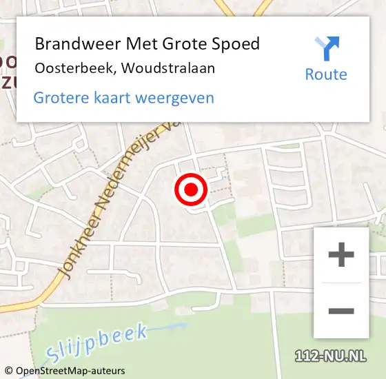 Locatie op kaart van de 112 melding: Brandweer Met Grote Spoed Naar Oosterbeek, Woudstralaan op 7 september 2023 14:49