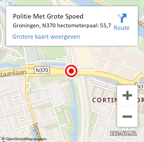 Locatie op kaart van de 112 melding: Politie Met Grote Spoed Naar Groningen, N370 hectometerpaal: 55,7 op 7 september 2023 15:12