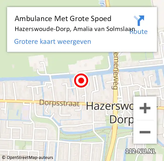 Locatie op kaart van de 112 melding: Ambulance Met Grote Spoed Naar Hazerswoude-Dorp, Amalia van Solmslaan op 7 september 2023 15:15