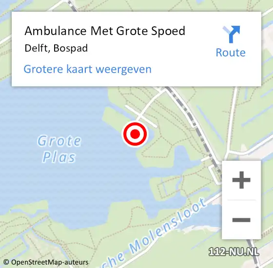 Locatie op kaart van de 112 melding: Ambulance Met Grote Spoed Naar Delft, Bospad op 7 september 2023 15:18