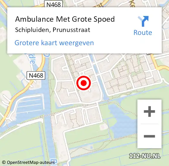 Locatie op kaart van de 112 melding: Ambulance Met Grote Spoed Naar Schipluiden, Prunusstraat op 7 september 2023 15:20