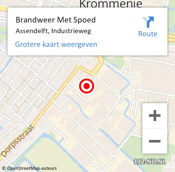 Locatie op kaart van de 112 melding: Brandweer Met Spoed Naar Assendelft, Industrieweg op 7 september 2023 15:21