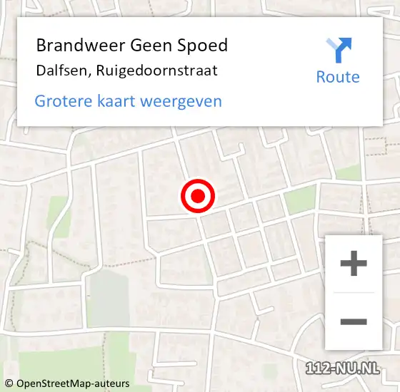 Locatie op kaart van de 112 melding: Brandweer Geen Spoed Naar Dalfsen, Ruigedoornstraat op 7 september 2023 15:36