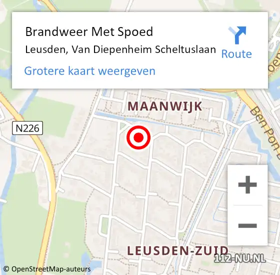 Locatie op kaart van de 112 melding: Brandweer Met Spoed Naar Leusden, Van Diepenheim Scheltuslaan op 7 september 2023 15:41