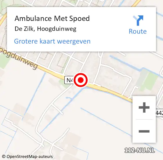 Locatie op kaart van de 112 melding: Ambulance Met Spoed Naar De Zilk, Hoogduinweg op 7 september 2014 11:05