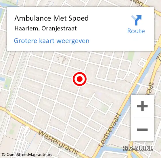 Locatie op kaart van de 112 melding: Ambulance Met Spoed Naar Haarlem, Oranjestraat op 7 september 2023 15:45