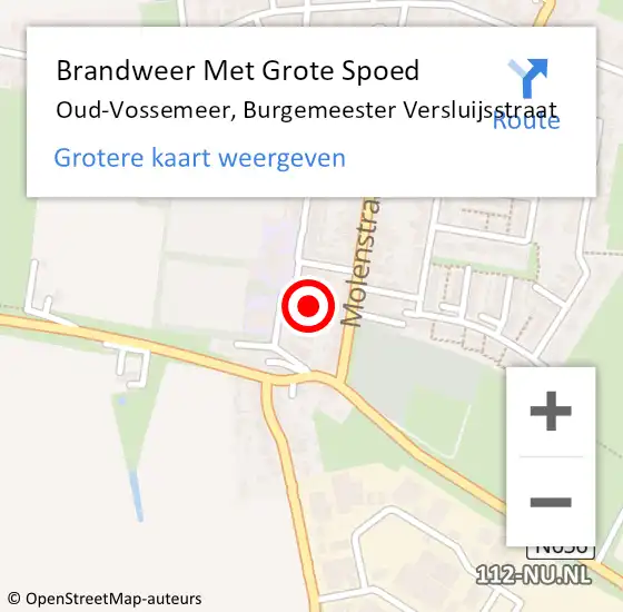 Locatie op kaart van de 112 melding: Brandweer Met Grote Spoed Naar Oud-Vossemeer, Burgemeester Versluijsstraat op 7 september 2023 16:05