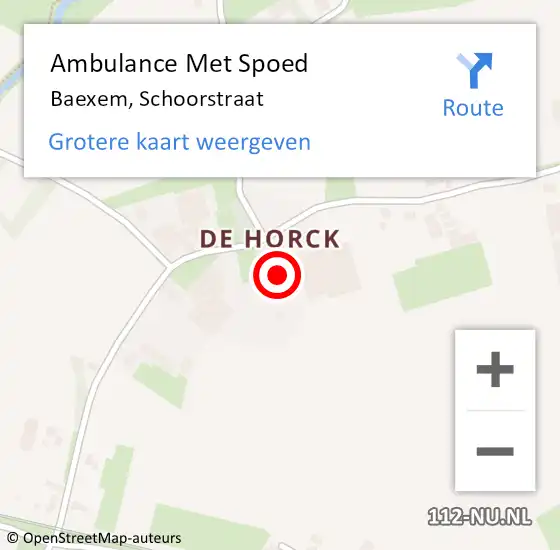 Locatie op kaart van de 112 melding: Ambulance Met Spoed Naar Baexem, Schoorstraat op 7 september 2023 16:14