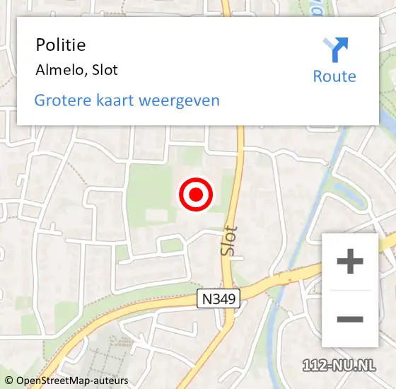 Locatie op kaart van de 112 melding: Politie Almelo, Slot op 7 september 2023 16:24