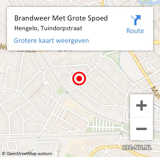Locatie op kaart van de 112 melding: Brandweer Met Grote Spoed Naar Hengelo, Tuindorpstraat op 7 september 2023 16:27