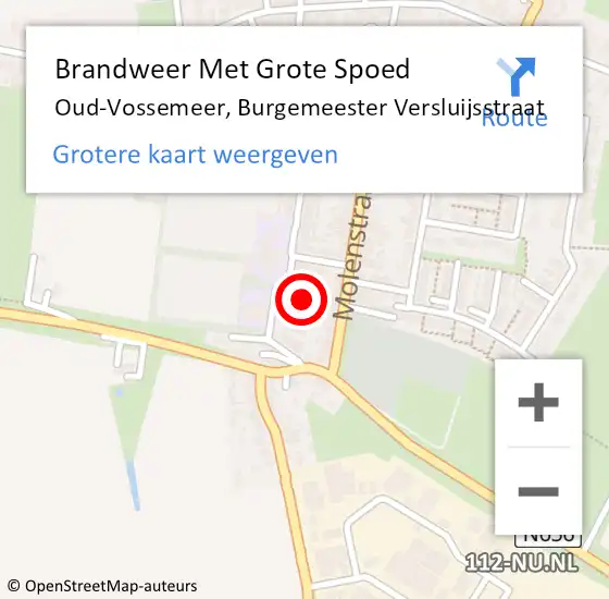 Locatie op kaart van de 112 melding: Brandweer Met Grote Spoed Naar Oud-Vossemeer, Burgemeester Versluijsstraat op 7 september 2023 16:27