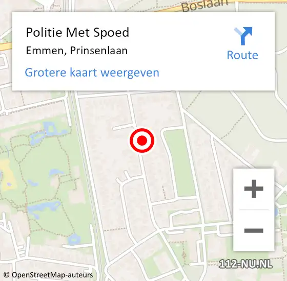 Locatie op kaart van de 112 melding: Politie Met Spoed Naar Emmen, Prinsenlaan op 7 september 2023 16:34