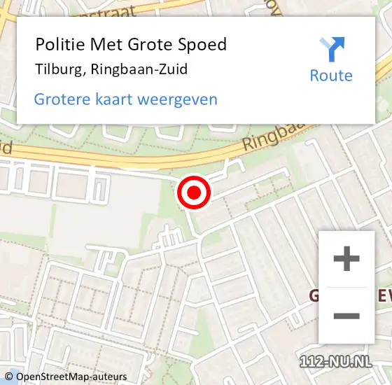 Locatie op kaart van de 112 melding: Politie Met Grote Spoed Naar Tilburg, Ringbaan-Zuid op 7 september 2023 17:03