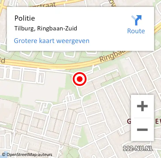 Locatie op kaart van de 112 melding: Politie Tilburg, Ringbaan-Zuid op 7 september 2023 17:03