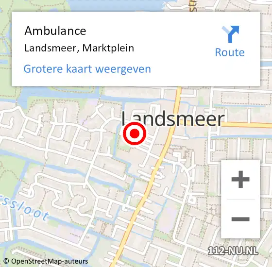 Locatie op kaart van de 112 melding: Ambulance Landsmeer, Marktplein op 7 september 2023 17:05