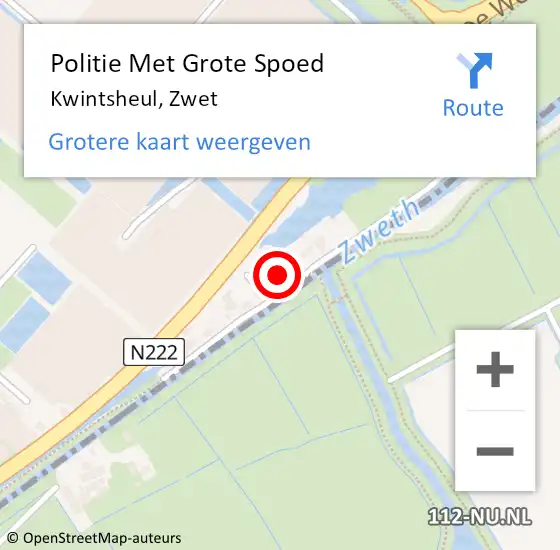 Locatie op kaart van de 112 melding: Politie Met Grote Spoed Naar Kwintsheul, Zwet op 7 september 2023 17:12