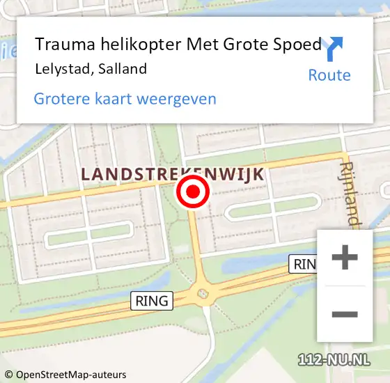 Locatie op kaart van de 112 melding: Trauma helikopter Met Grote Spoed Naar Lelystad, Salland op 7 september 2023 17:15