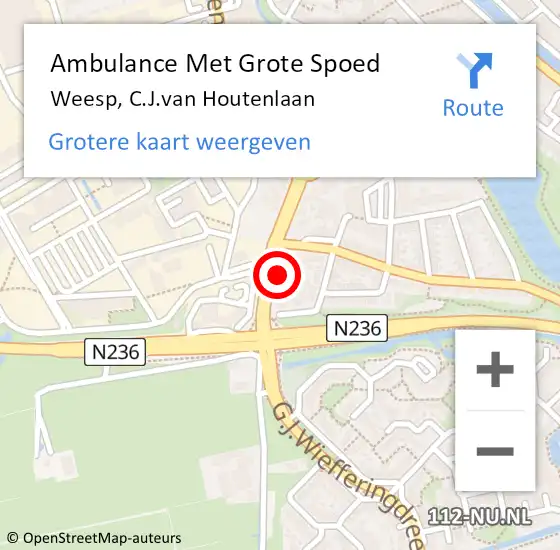 Locatie op kaart van de 112 melding: Ambulance Met Grote Spoed Naar Weesp, C.J.van Houtenlaan op 7 september 2023 17:15