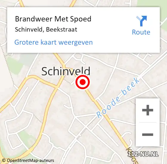 Locatie op kaart van de 112 melding: Brandweer Met Spoed Naar Schinveld, Beekstraat op 7 september 2023 17:16