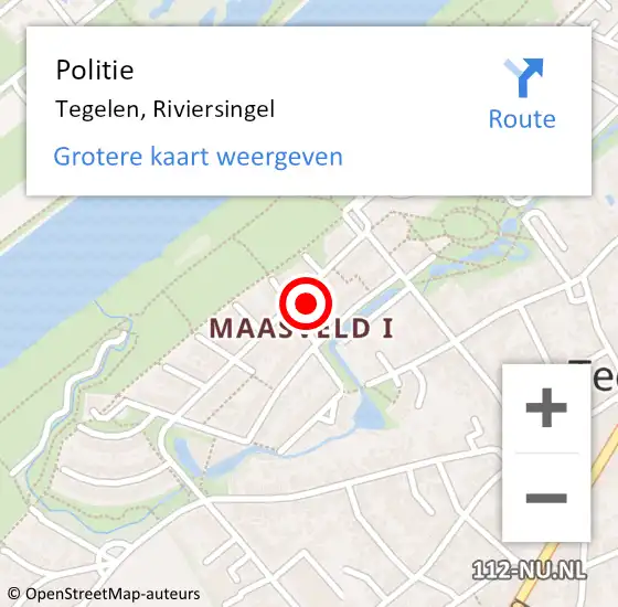 Locatie op kaart van de 112 melding: Politie Tegelen, Riviersingel op 7 september 2023 17:30