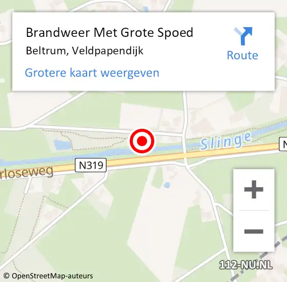 Locatie op kaart van de 112 melding: Brandweer Met Grote Spoed Naar Beltrum, Veldpapendijk op 7 september 2023 17:44