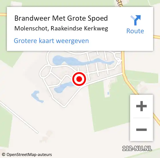 Locatie op kaart van de 112 melding: Brandweer Met Grote Spoed Naar Molenschot, Raakeindse Kerkweg op 7 september 2023 17:54